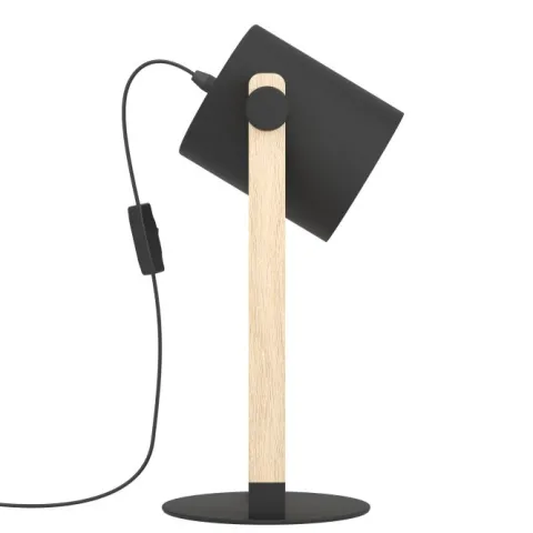 Candeeiro de Mesa Preto-Creme e Madeira HORNWOOD EGLO 43519
