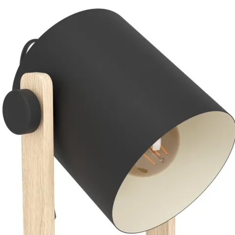 Candeeiro de Mesa Preto-Creme e Madeira HORNWOOD EGLO 43519