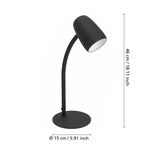 Candeeiro de Mesa Preto Mate Articulado CARLO EGLO 901828
