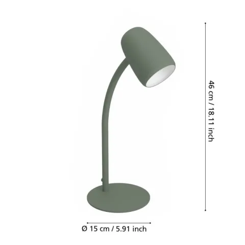 Candeeiro de Mesa Verde Lodengrün com Braço Articulado CARLO EGLO 901831