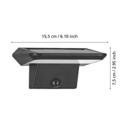 Candeeiro de Parede Solar Exterior Preto PORRASSA EGLO 48944