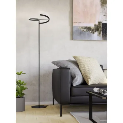 Candeeiro de Pé CASTELPOTO EGLO - Aço Preto, LED 3000K, Dimmer Tátil, 180cm 901972