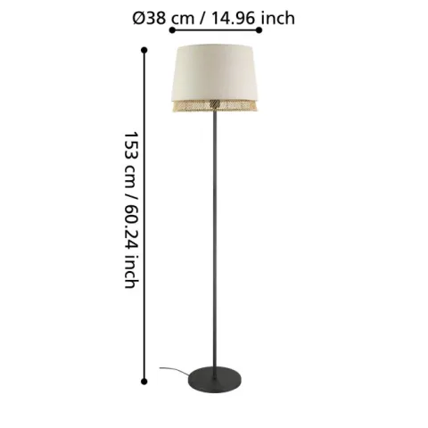 Candeeiro de pé com Abajures em Linho e Bambu TABLEY EGLO 43978