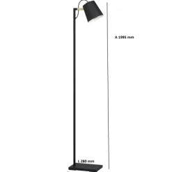 Candeeiro de pé com base em metal preto e abajur creme LACEY EGLO 43614