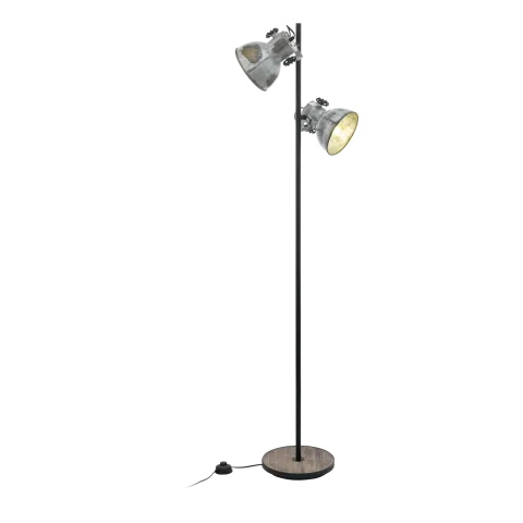 Candeeiro de pé com base metal preto e painel madeira BARNSTAPLE EGLO 49722