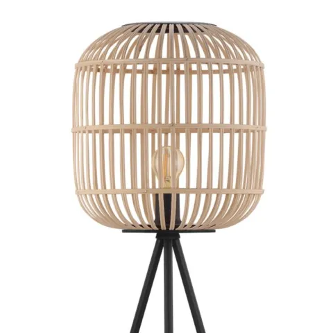 Candeeiro de pé com base tripé e abajur em bambu natural BORDESLEY EGLO 43219