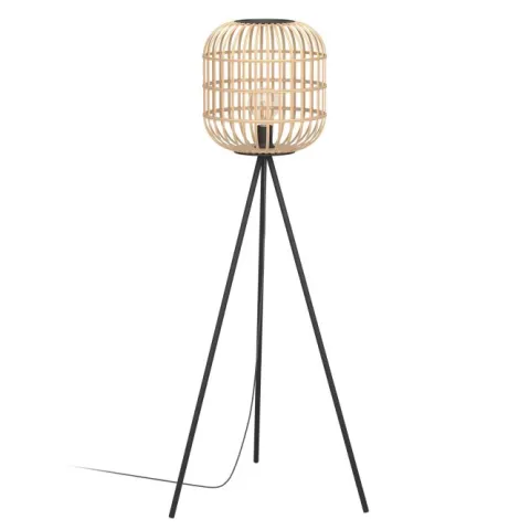 Candeeiro de pé com base tripé e abajur em bambu natural BORDESLEY EGLO 43219