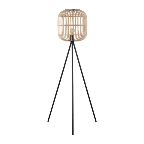 Candeeiro de pé com base tripé e abajur em bambu natural BORDESLEY EGLO 43219