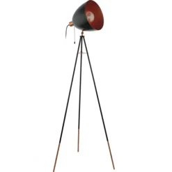 Candeeiro de pé com base tripé em metal preto e cobre CHESTER EGLO 49386