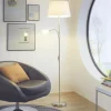 Candeeiro de pé com estrutura metálica níquel fosco e abajur branco CONESA EGLO 95686