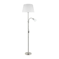 Candeeiro de pé com estrutura metálica níquel fosco e abajur branco CONESA EGLO 95686