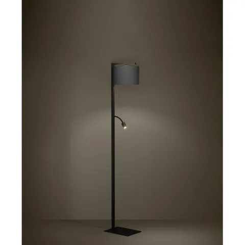 Candeeiro de pé com luz de leitura ajustável em tecido preto FOLIGNO EGLO 390068