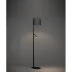 Candeeiro de pé com luz de leitura ajustável em tecido preto FOLIGNO EGLO 390068