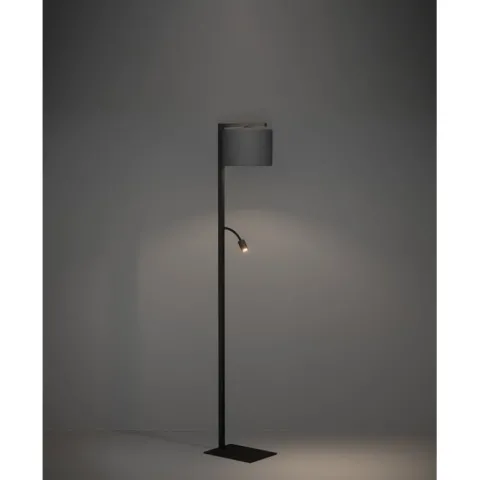 Candeeiro de pé com luz de leitura ajustável em tecido preto FOLIGNO EGLO 390068