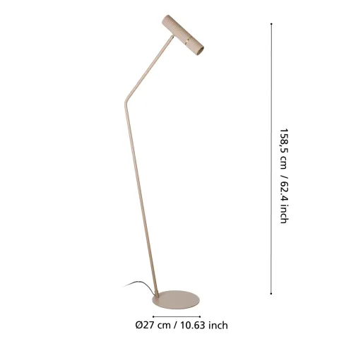 Candeeiro de pé cor de areia com detalhes em latão escovado CAMINIA EGLO 901155