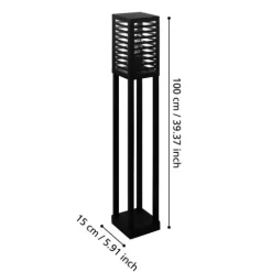 Candeeiro de Pé Exterior com Corpo Cuboide Preto ALAMONTE 3 EGLO 900139