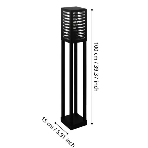 Candeeiro de Pé Exterior com Corpo Cuboide Preto ALAMONTE 3 EGLO 900139