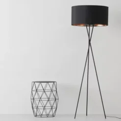 Candeeiro de Pé FONDACHELLI com Base Tripé e Abajur Preto EGLO 95541