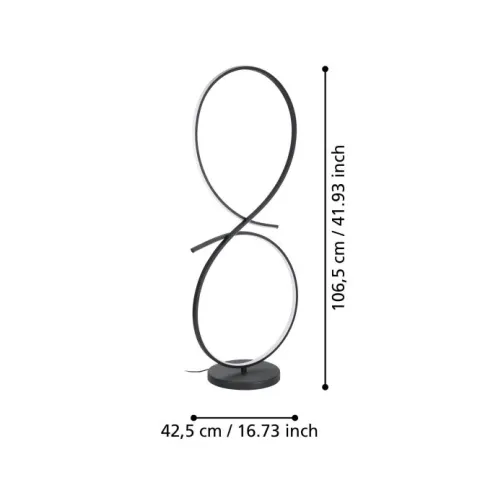 Candeeiro de pé LED com design curvo preto e branco SERPINS EGLO 901271