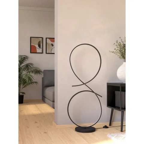 Candeeiro de pé LED com design curvo preto e branco SERPINS EGLO 901271