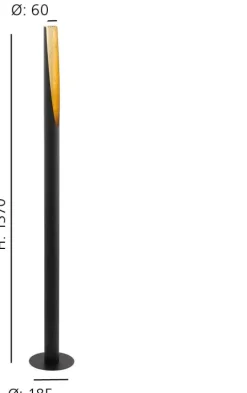 Candeeiro de pé LED em tubo metálico preto com interior dourado BARBOTTO EGLO 97584
