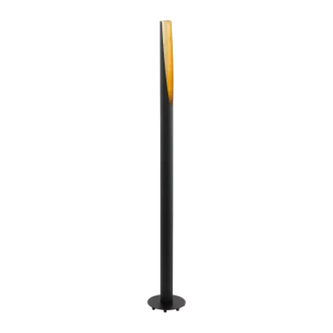 Candeeiro de pé LED em tubo metálico preto com interior dourado BARBOTTO EGLO 97584