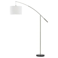 Candeeiro de Pé NADINA com Braço Extensível e Abajur em Tecido Branco 92206