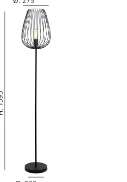 Candeeiro de Pé NEWTOWN com Abajur Oval em Arame Preto - EGLO 49474