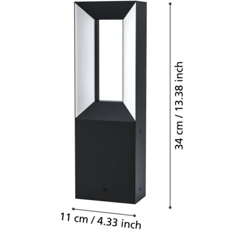 Candeeiro de Poste LED Exterior em Alumínio Fundido Preto RIFORANO EGLO 98727