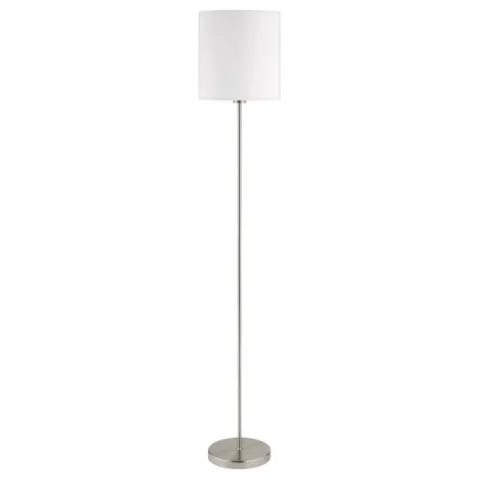 Candeeiro de Pé PASTERI com Base Níquel Mate e Abajur Branco 95164