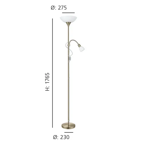 Candeeiro de Pé UP 2 EGLO em Metal Bronze com Luz de Leitura 82844