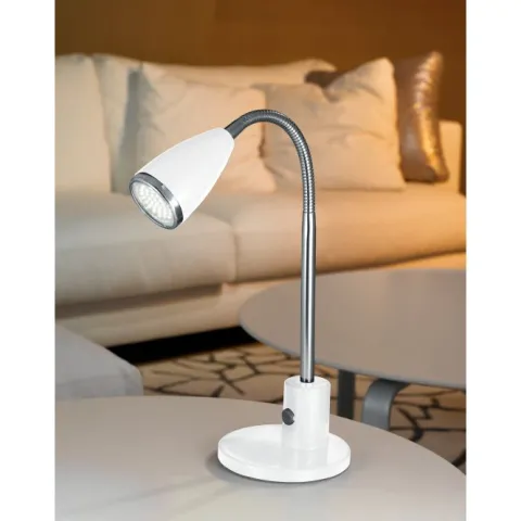 Candeeiro de secretária LED com Pescoço Ajustável Branco e Cromo FOX EGLO 92872