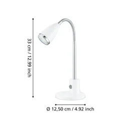 Candeeiro de secretária LED com Pescoço Ajustável Branco e Cromo FOX EGLO 92872
