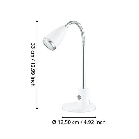 Candeeiro de secretária LED com Pescoço Ajustável Branco e Cromo FOX EGLO 92872