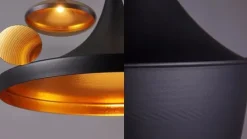 Candeeiro De Tecto Suspenso Aveiro Preto e Dourado Ø30CM