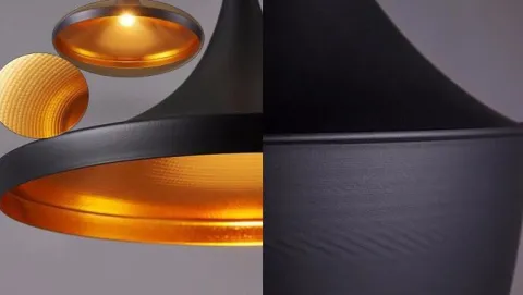 Candeeiro De Tecto Suspenso Aveiro Preto e Dourado Ø30CM