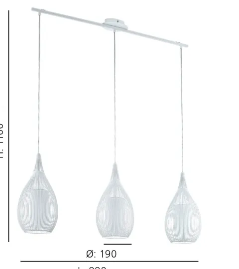 Candeeiro de Tecto Suspenso Branco com Vidro Opalino RAZONI EGLO 94388