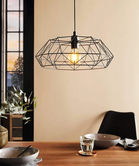 Candeeiro de Tecto Suspenso Eglo Carlton 2 Preto 49487