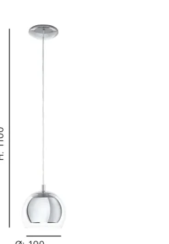 Candeeiro de Tecto Suspenso Eglo Rocamar Cromado 94592 Ø190MM