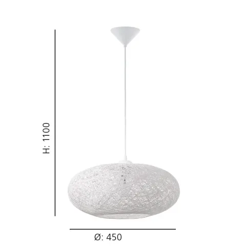 Candeeiro de tecto suspenso eglo campilo branco 93373