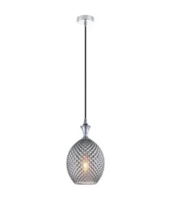 Candeeiro de Tecto Suspenso em Vidro Fumado Cinza 1XE27 PZA1987 zambelis