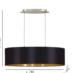 Candeeiro de Tecto Suspenso Eglo Maserlo Preto/Dourado L:780mm 31611