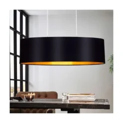 Candeeiro de Tecto Suspenso Eglo Maserlo Preto/Dourado L:780mm 31611