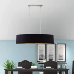 Candeeiro de Tecto Suspenso Eglo Maserlo Preto/Dourado L:1000mm 31616