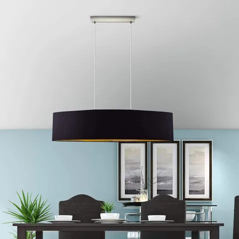 Candeeiro de Tecto Suspenso Eglo Maserlo Preto/Dourado L:1000mm 31616