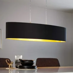Candeeiro de Tecto Suspenso Eglo Maserlo Preto/Dourado L:1000mm 31616
