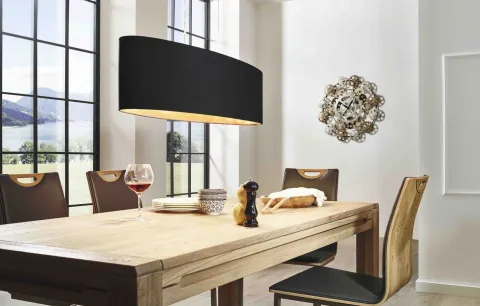 Candeeiro de Tecto Suspenso Eglo Maserlo Preto/Dourado L:1000mm 31616