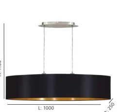 Candeeiro de Tecto Suspenso Eglo Maserlo Preto/Dourado L:1000mm 31616