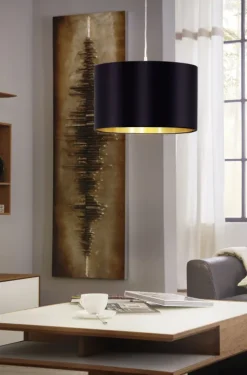 Candeeiro de Tecto Suspenso Eglo Maserlo Preto/Dourado Ø530mm 31605