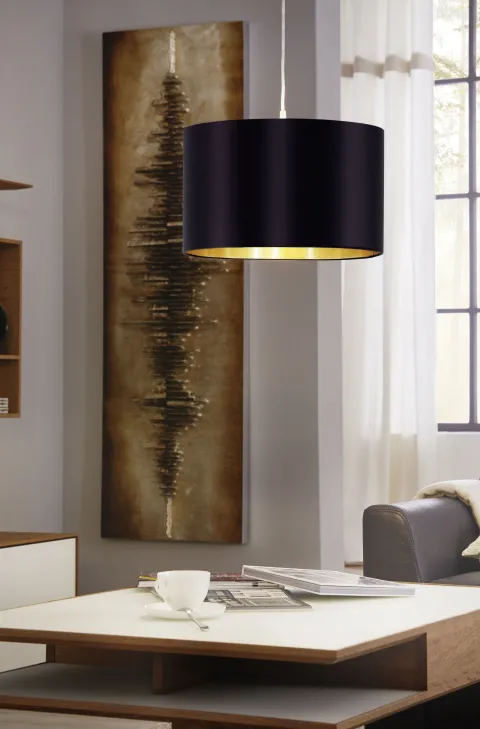 Candeeiro de Tecto Suspenso Eglo Maserlo Preto/Dourado Ø530mm 31605